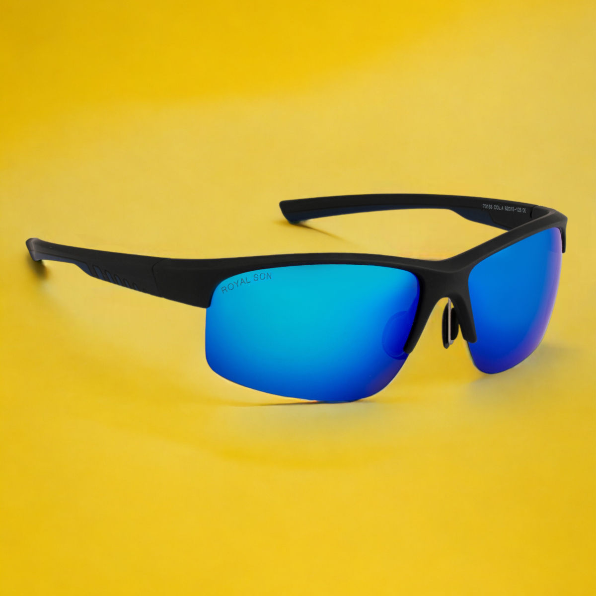 Royal Son Men Wrap Around Polarized Uv Protection Sunglasses Blue Mirrored Lens (medium)-chi00109-c3 (Blue) At Nykaa, Best Beauty Products Online