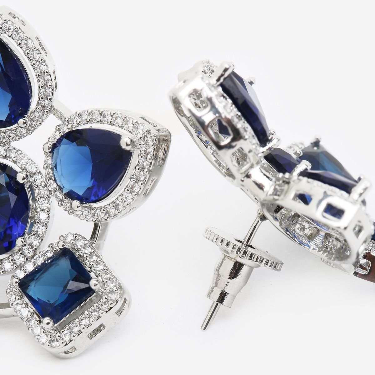 Buy Khushi Jewels Navy Blue Stone and Zircons Diamonds Earrings Online