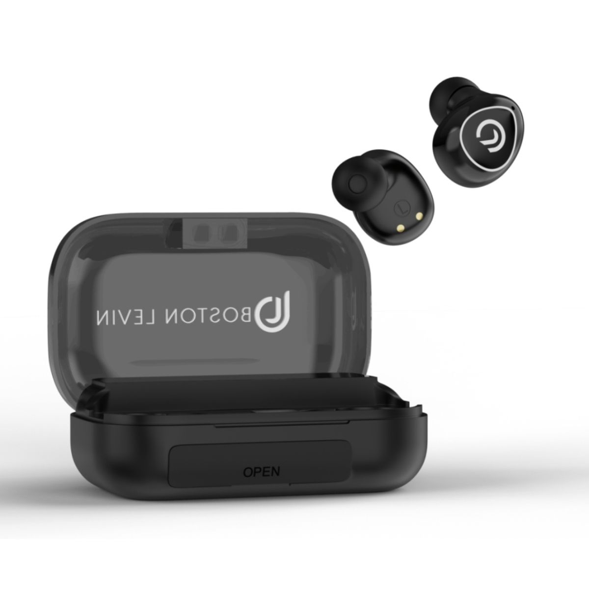 BOSTON LEVIN Storm 4D TWS, Truly Wireless Ear Bud, Bluetooth V5.2, Digital Display Case Black