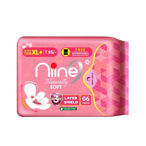 NIINE Dry Comfort Ultra Thin XL Sanitary Pads for women with Fluid Lock Gel  Technology (Pack of 1), 40 Pads Count (Super Saver Pack)