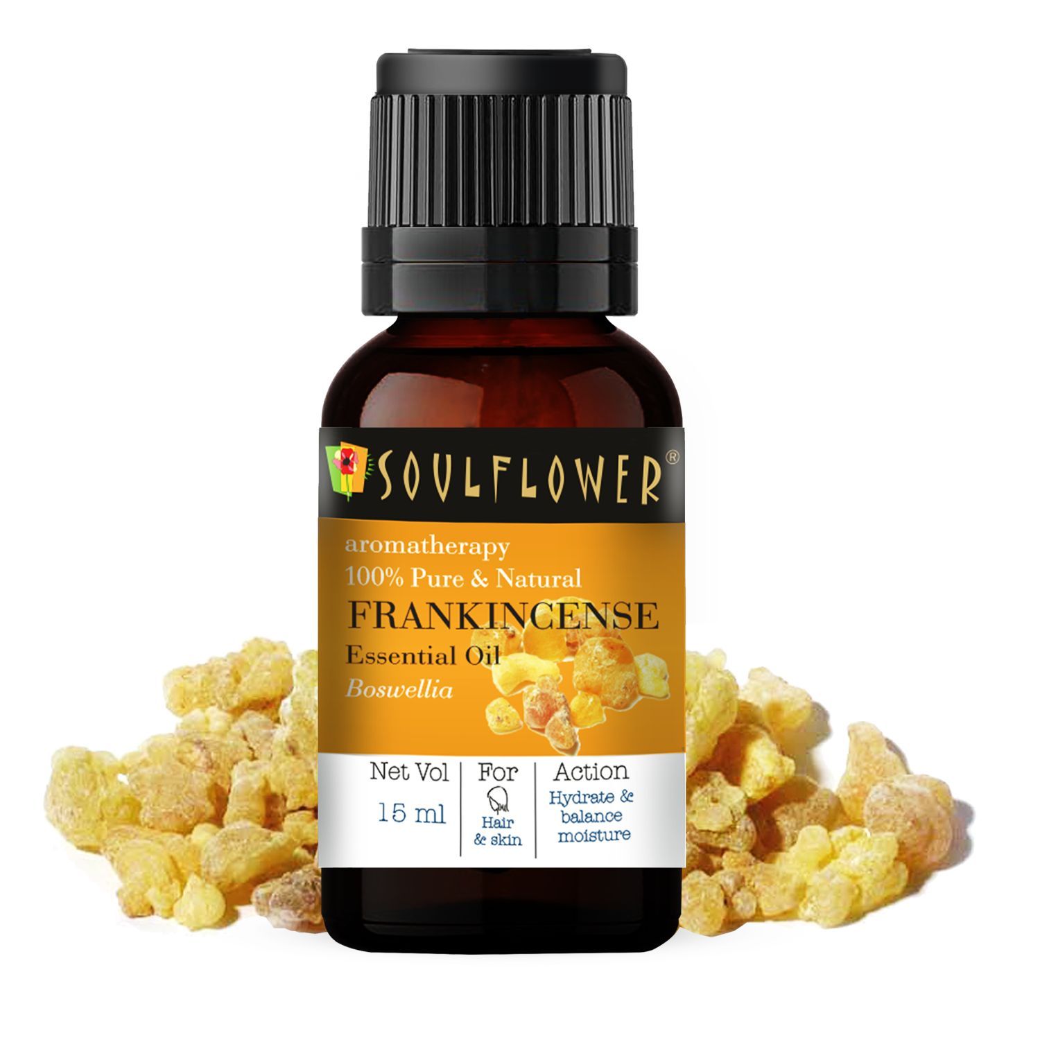 Soulflower Frankincense Essential Oil for Healthy Hair, Face, Skin Wrinkles, Scalp, Control Acne