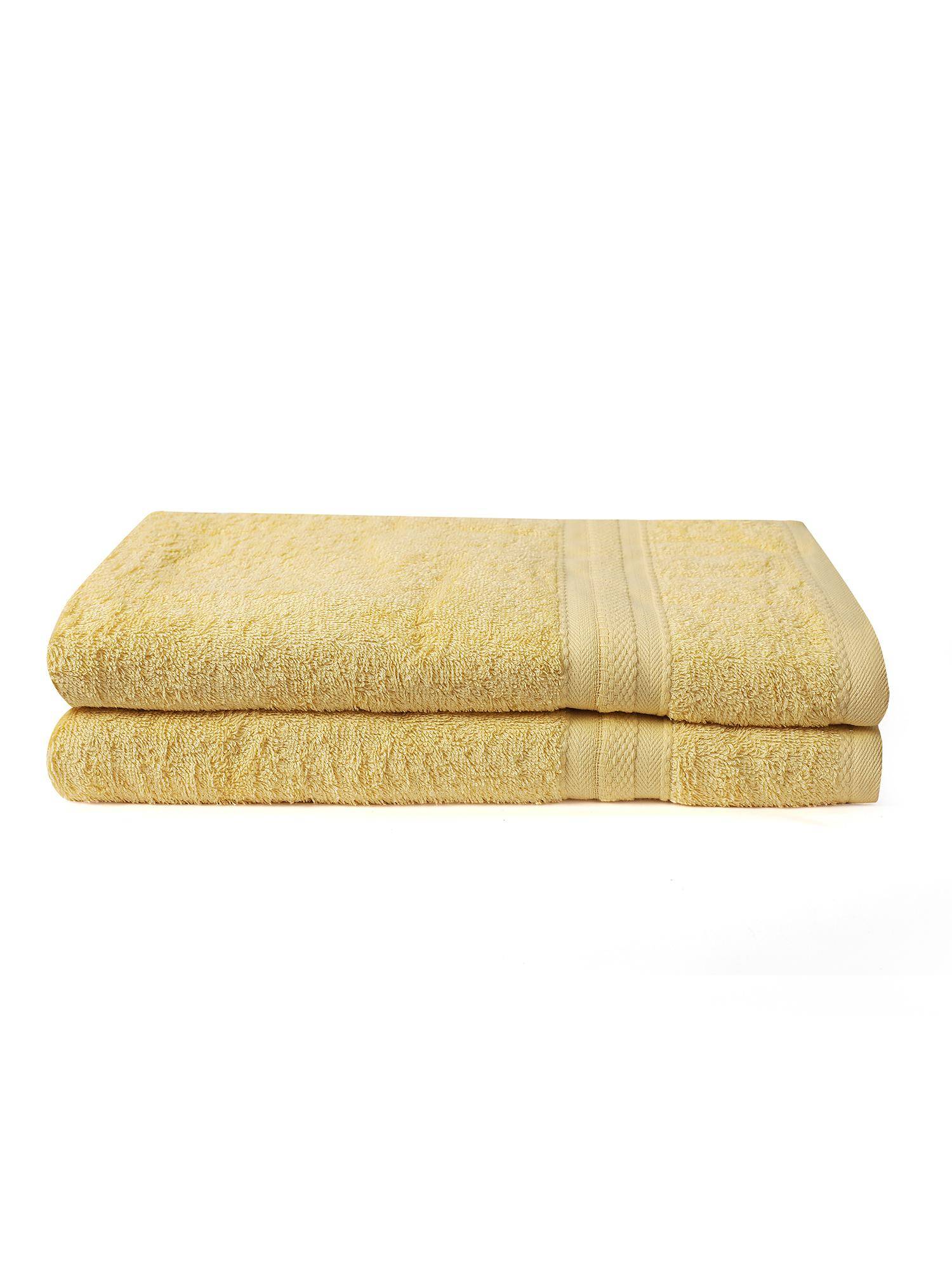 Layers Aqua Plush 450 Gsm Yellow Bath Towel (Pack Of 2) (L)