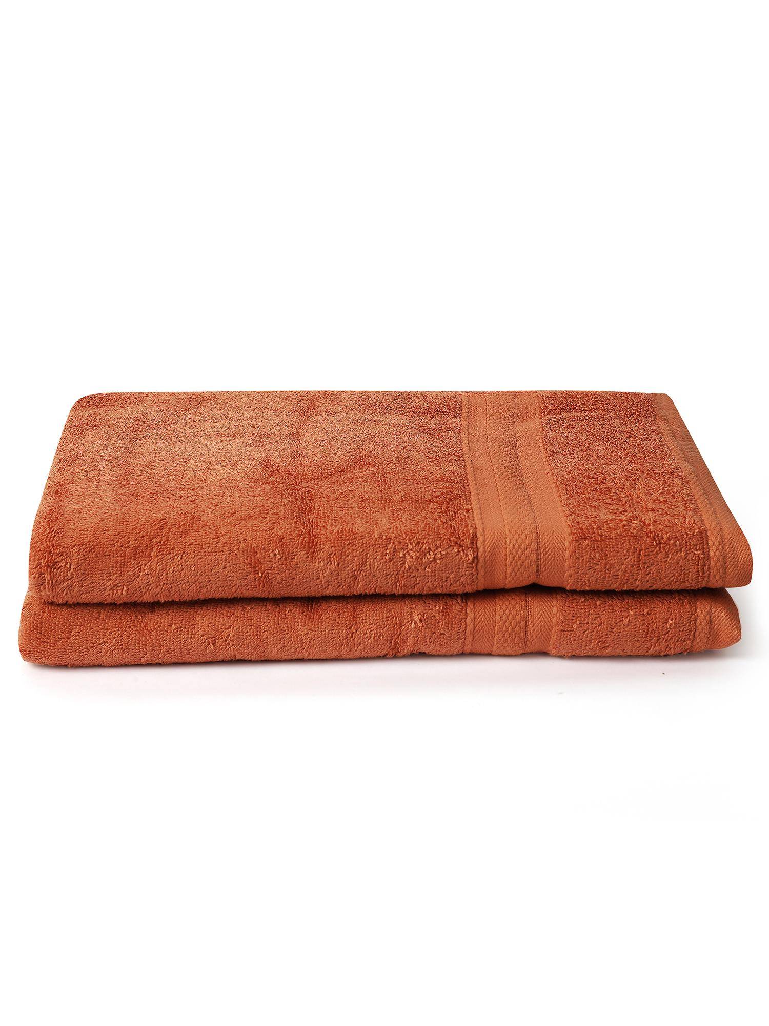 Layers Aqua Plush 450 Gsm Brown Bath Towel (Pack Of 2) (L)