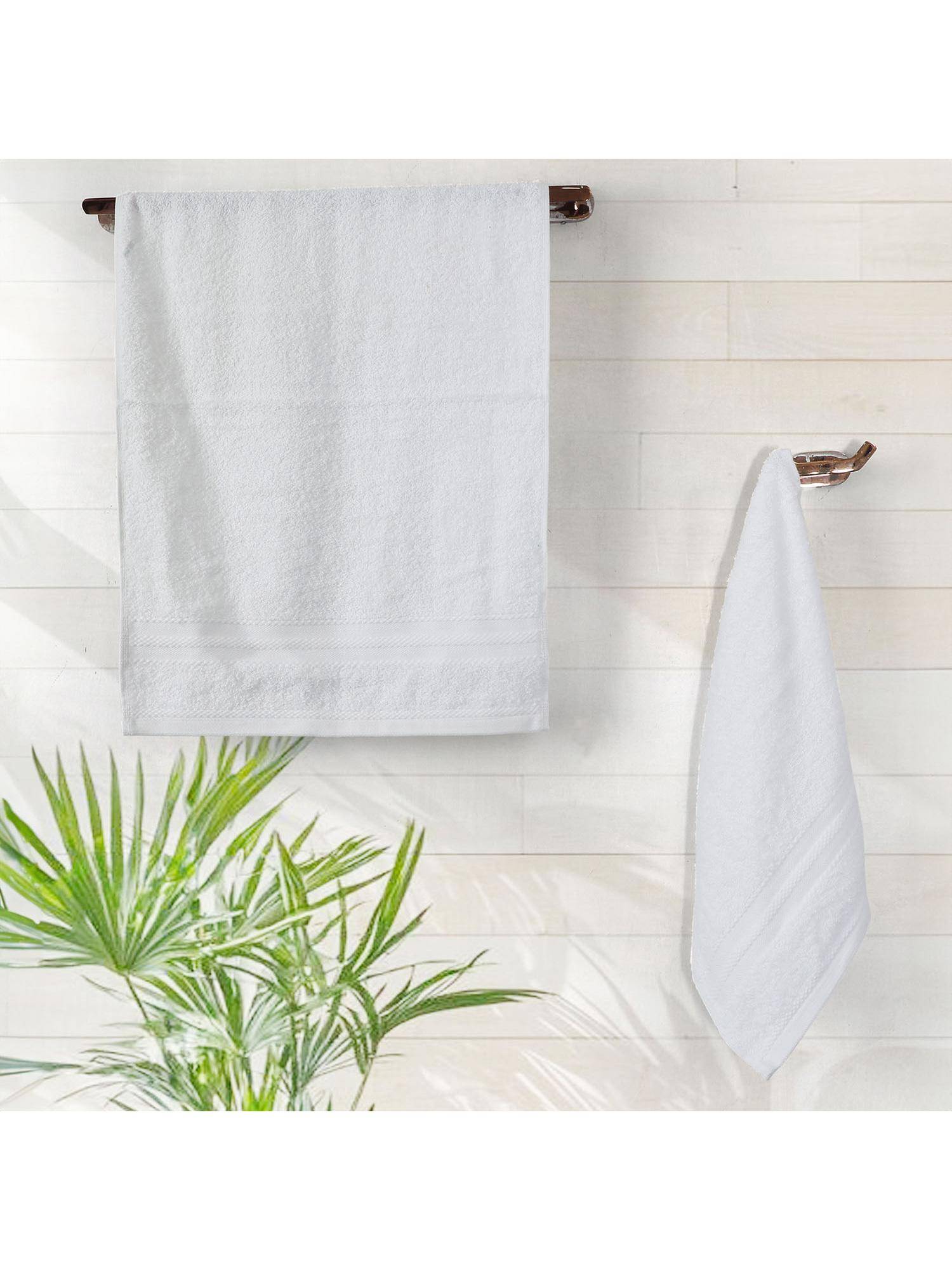 Layers Aqua Plush 450 Gsm White Hand Towels (Pack Of 4) (M)