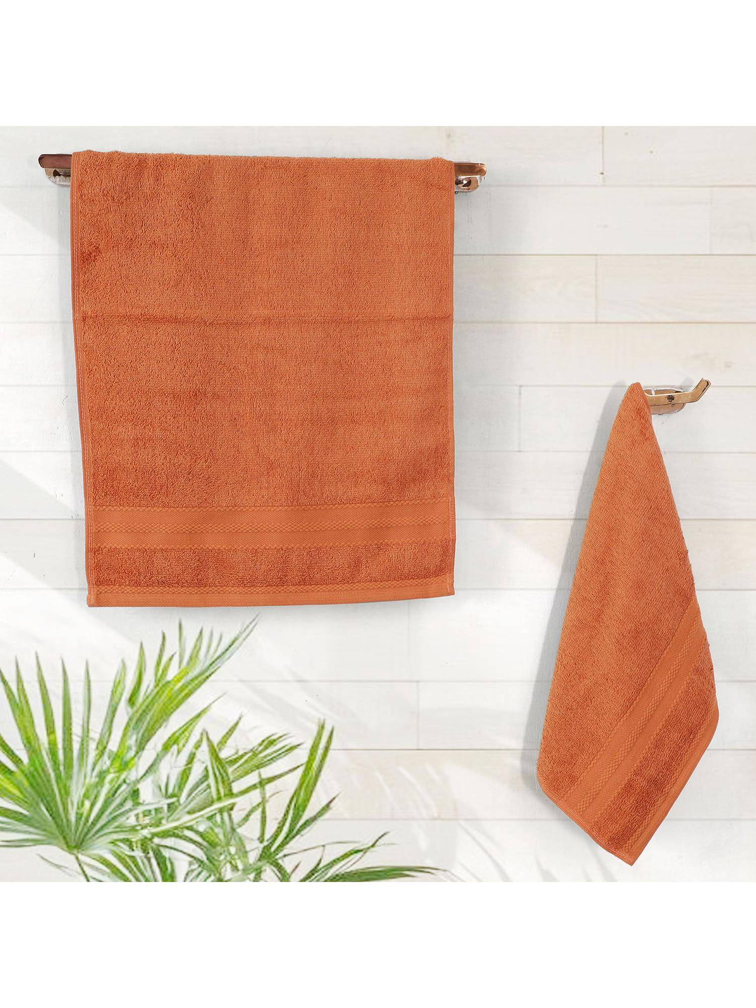 Layers Aqua Plush 450 Gsm Brown Hand Towels (Pack Of 4) (M)