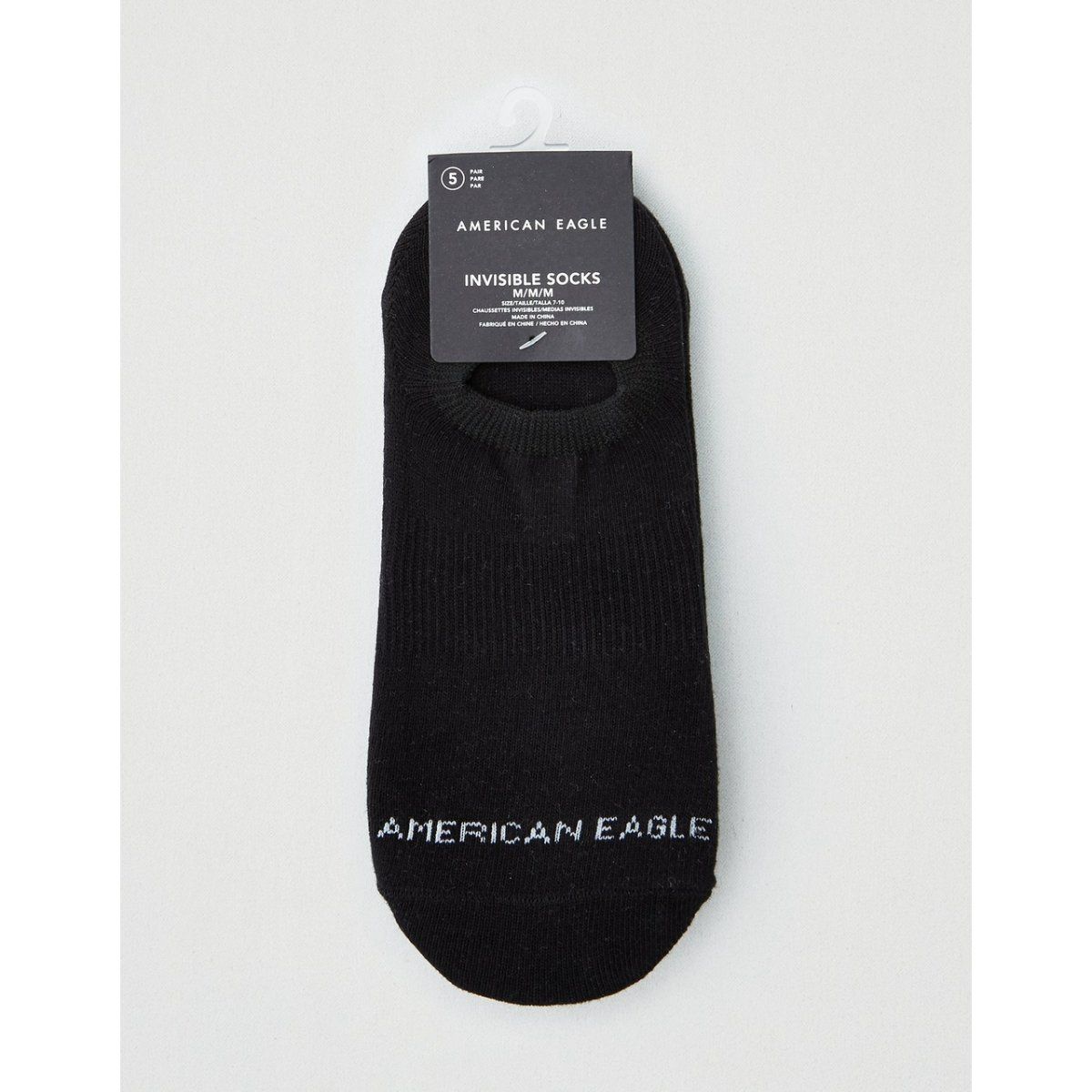 American Eagle Men Black Invisible Socks 5 Pack Solid Plain Buy