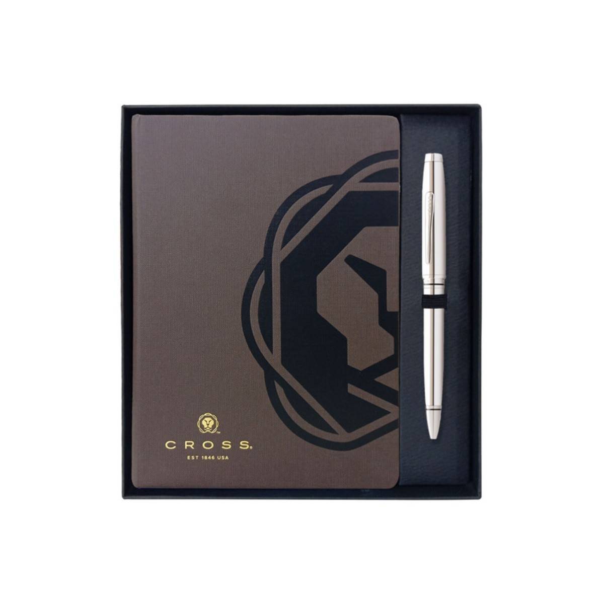 Cross Coventry Brown Chrome Ball Pen & Executive Book (Set of 2)