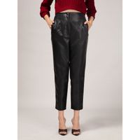 Buy RSVP by Nykaa Fashion Dark Brown Solid High Waisted Faux Leather Pants  online