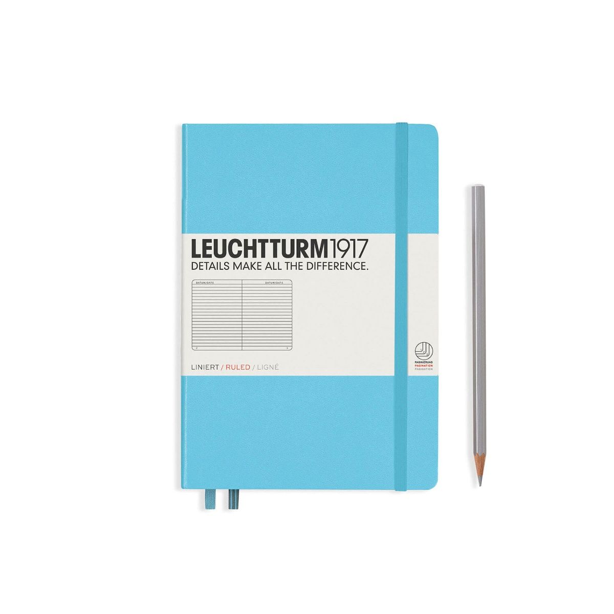 Leuchtturm1917 Medium A5-Size Hard Cover Notebook (Ruled) - Ice Blue