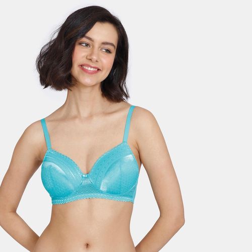 Buy Zivame Coalescence Padded Non-Wired 3-4th Coverage Lace Bra - Ceramic  Online