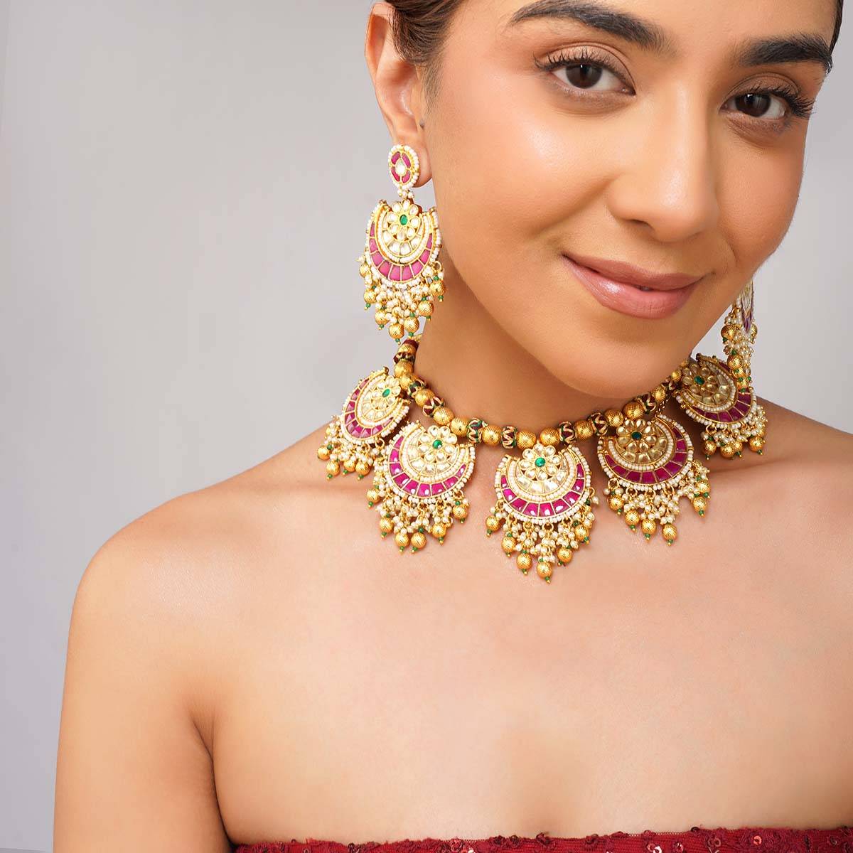 Beryachi Chaitali Panchi kundan Necklace with Earrings