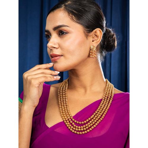 Buy Niscka Antique Gold Bead Multi Layer Matar Mala Necklace with