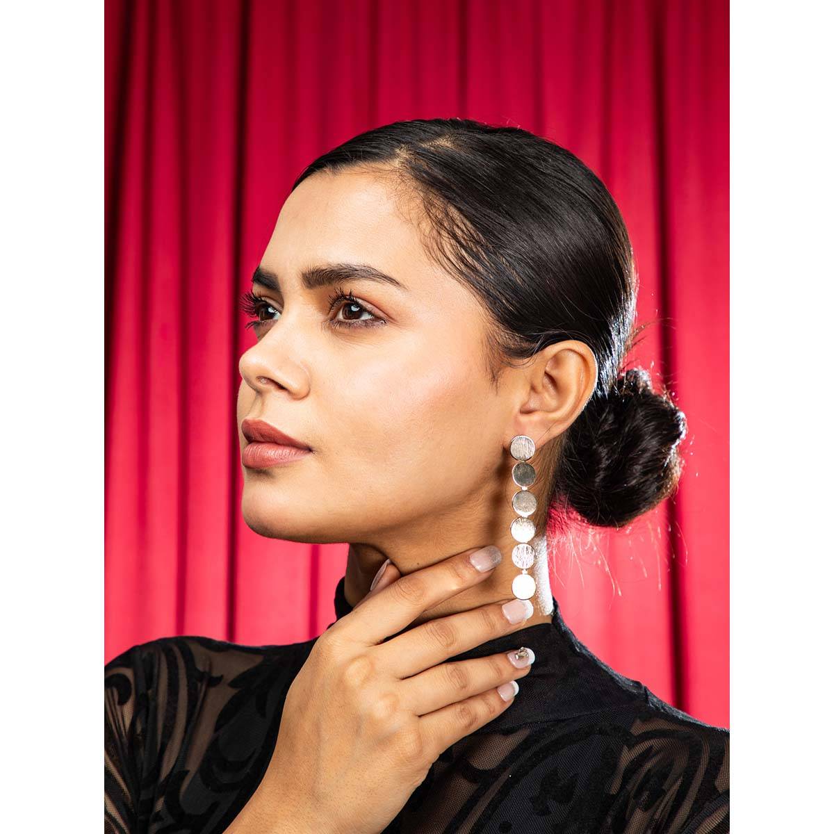 Niscka Golden Cascade Mini Coin Long Earrings