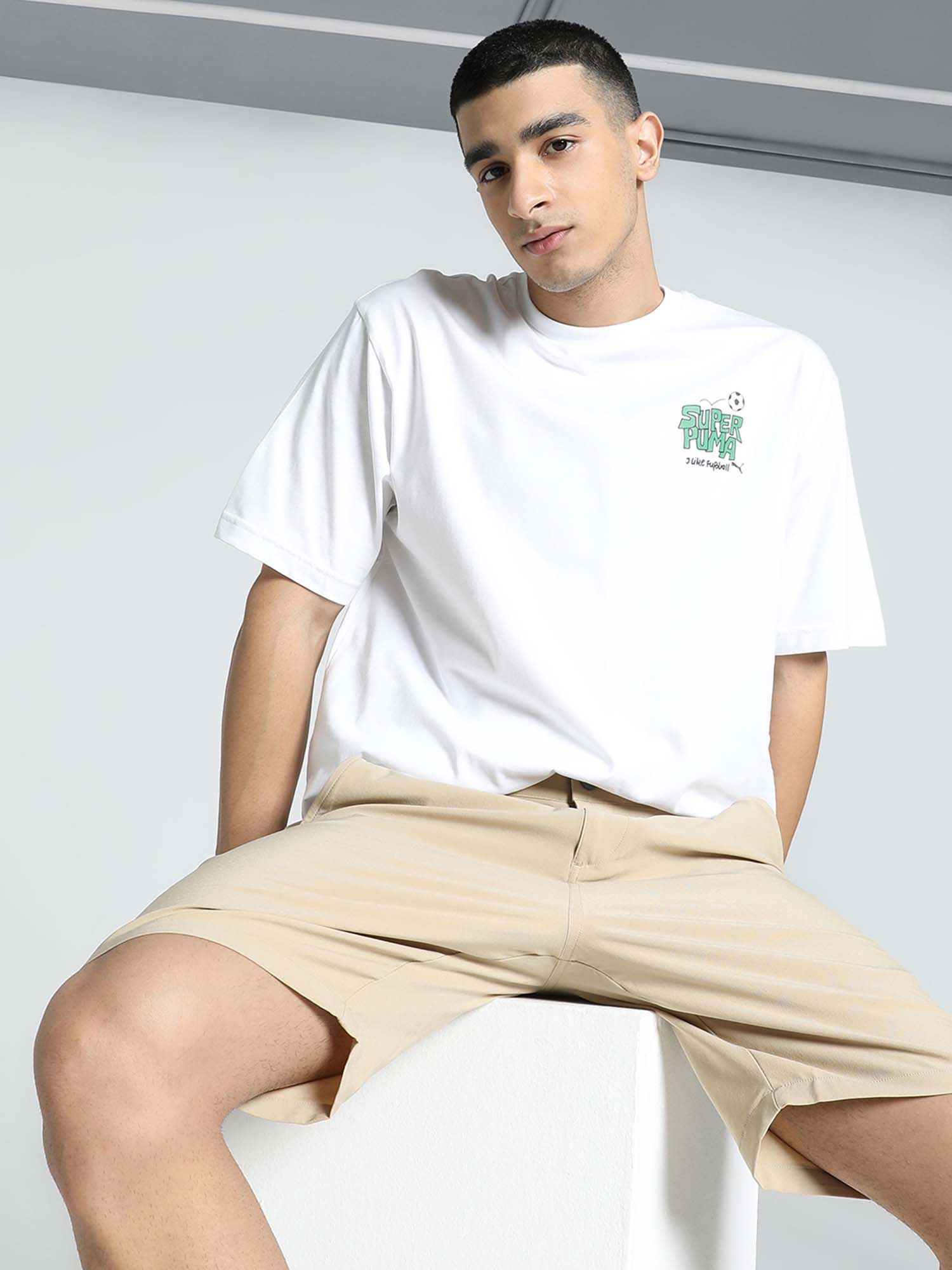 Buy Puma Super Football Relaxed Mens White T-Shirt Online