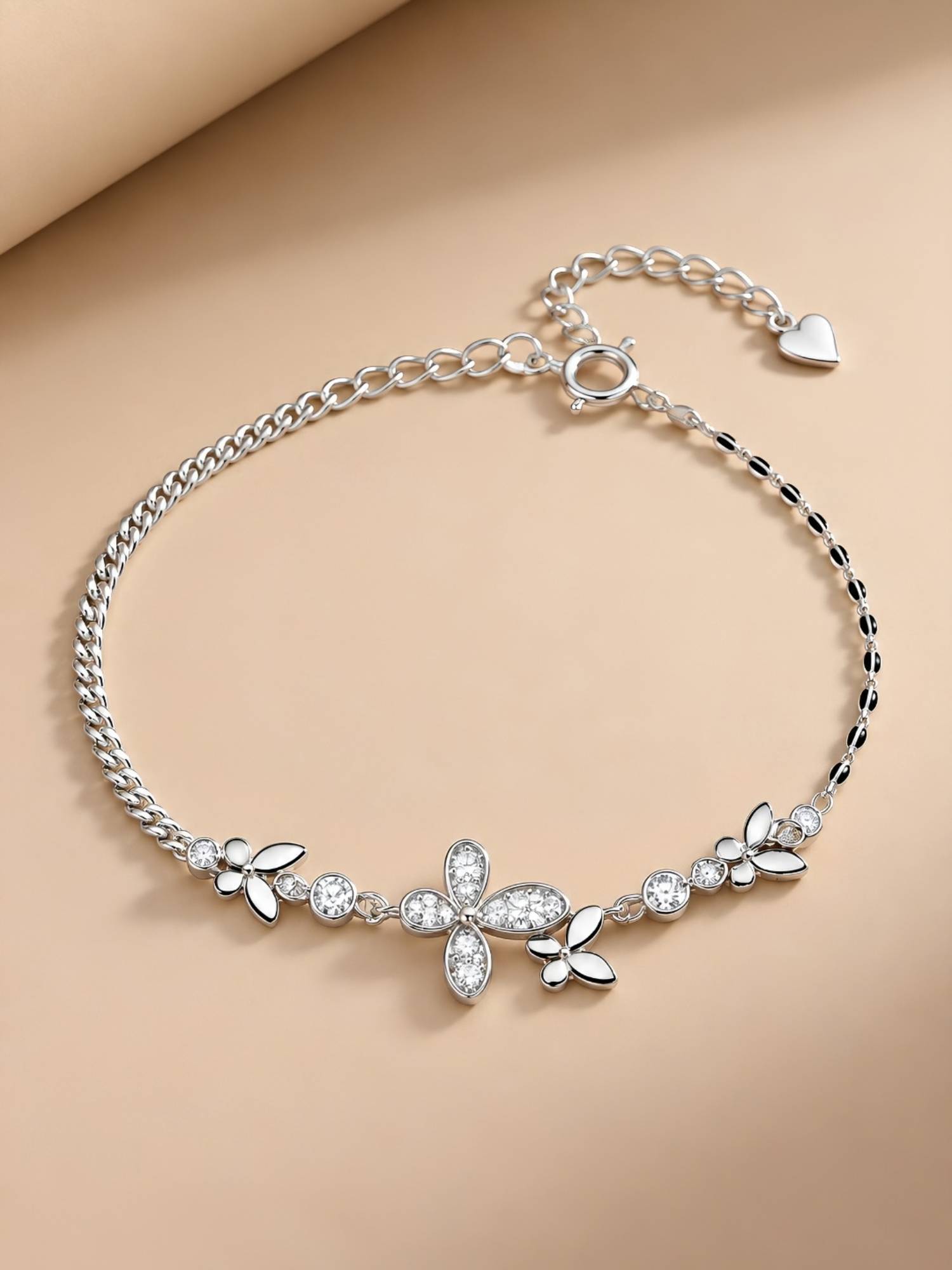 Axora Life Women 925 Sterling Silver Butterfly Charm Bracelet