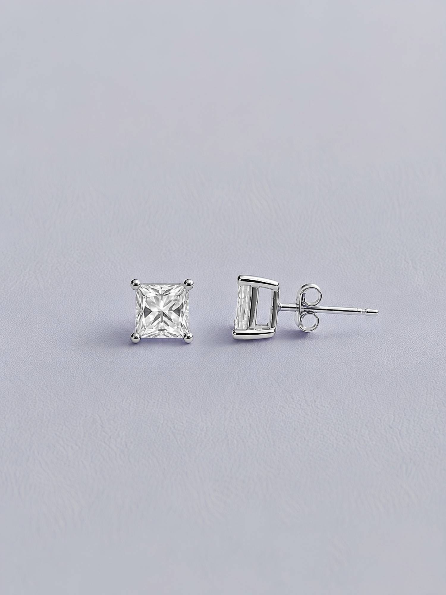 Axora Life 925 Sterling Silver Princess-Cut Solitaire Stud Earrings