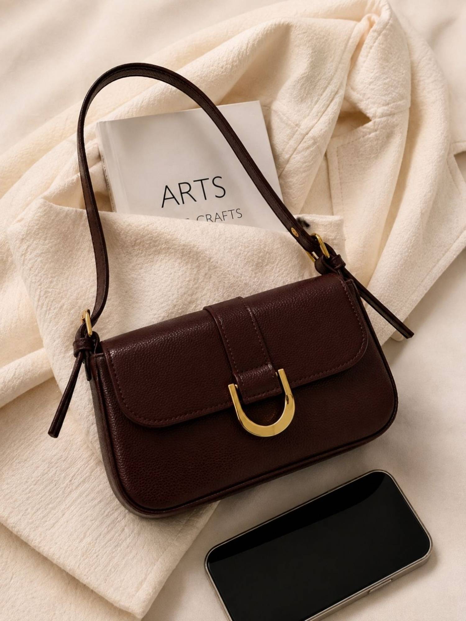 Yelloe Women Brown Synthetic Handbag