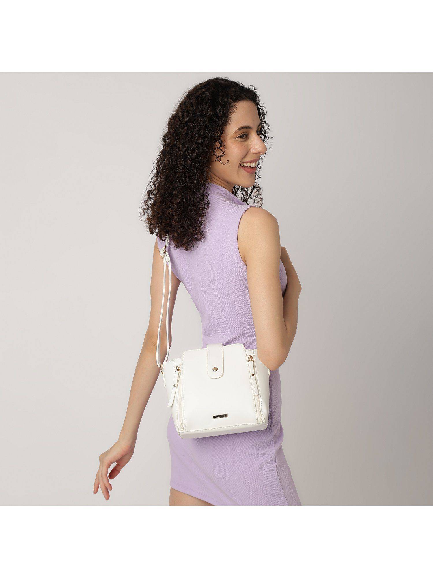 Fastrack Solid White Sling Bag For Women