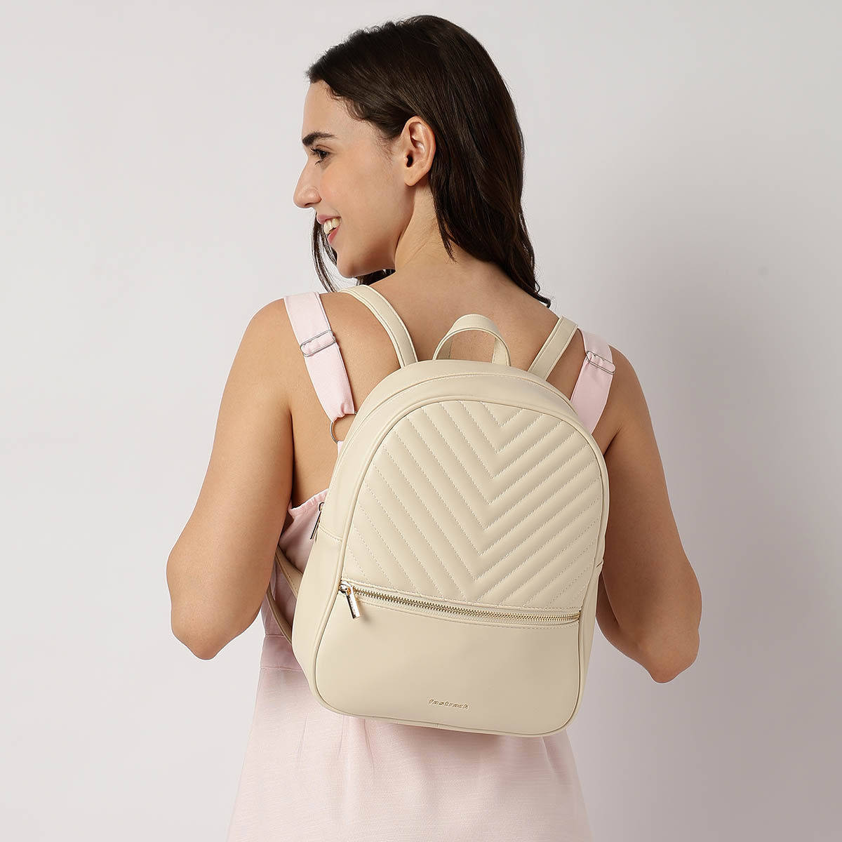 Fastrack White Luxequilt Backpack