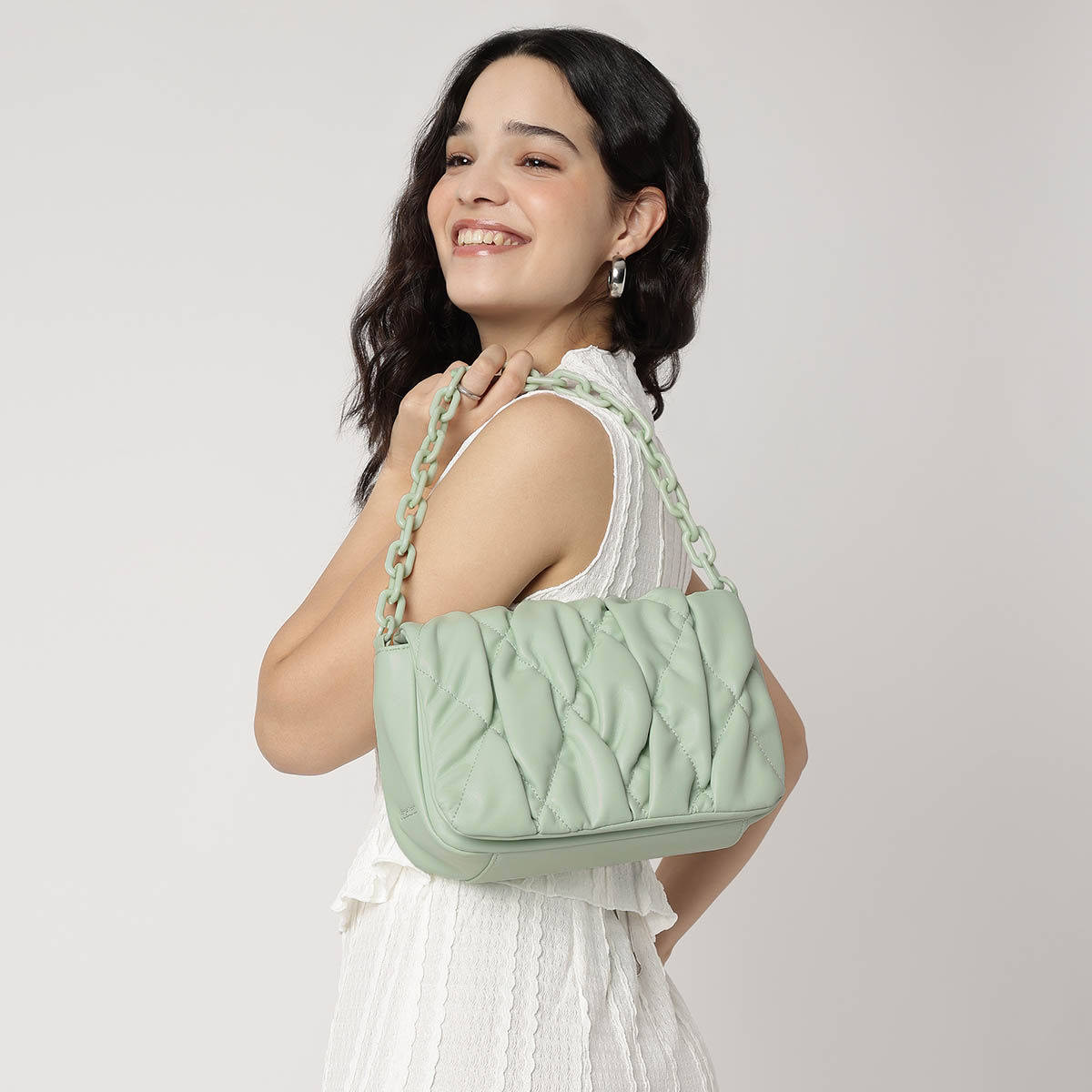 Fastrack Green Sculpted Satchel Bag