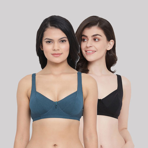 Buy Clovia Cotton Non-padded Non-wired Full Coverage Bra (pack Of 2) Online
