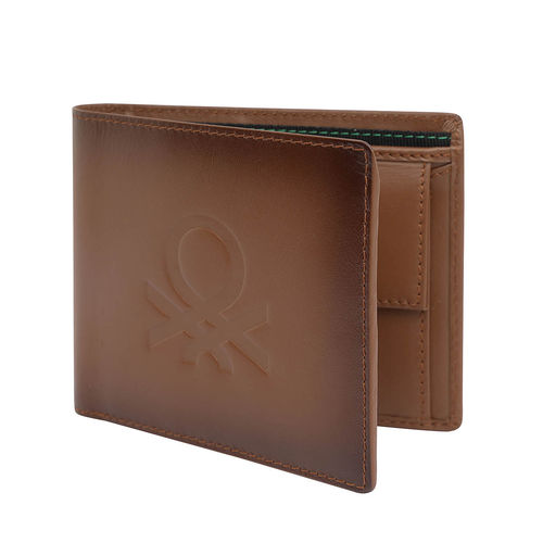 United Colors of Benetton Men Leather Global Coin Wallet Tan
