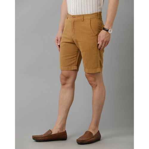 Buy Linen Club Men's Pure Linen Natural Brown Solid Slim Fit