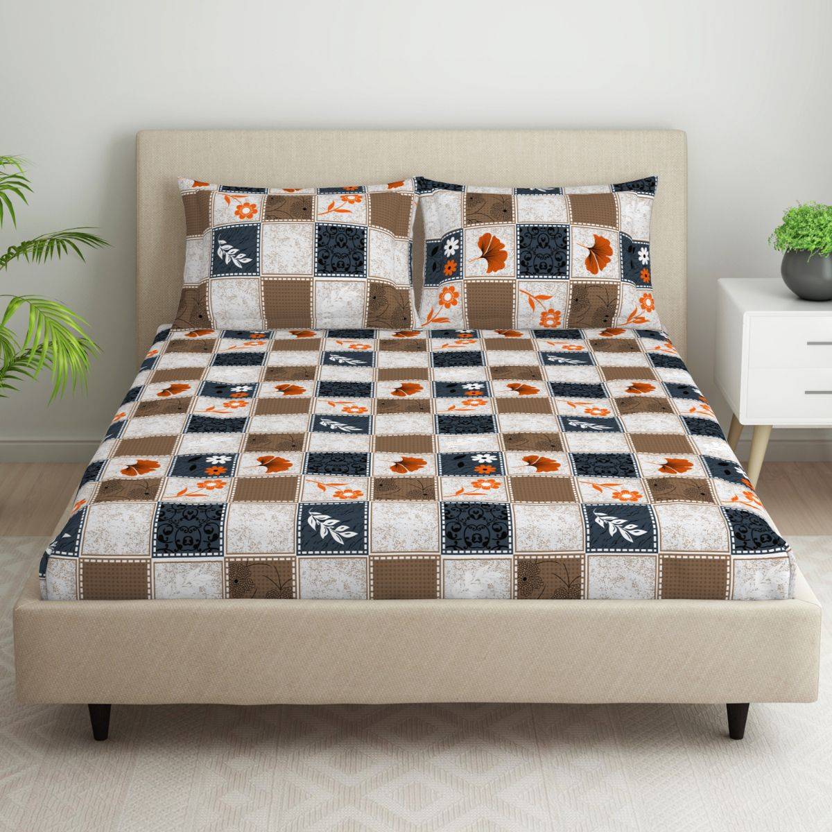 Welspun Microfiber Multi-Color Bedsheet for Double Bed with 2 Pillow Cover
