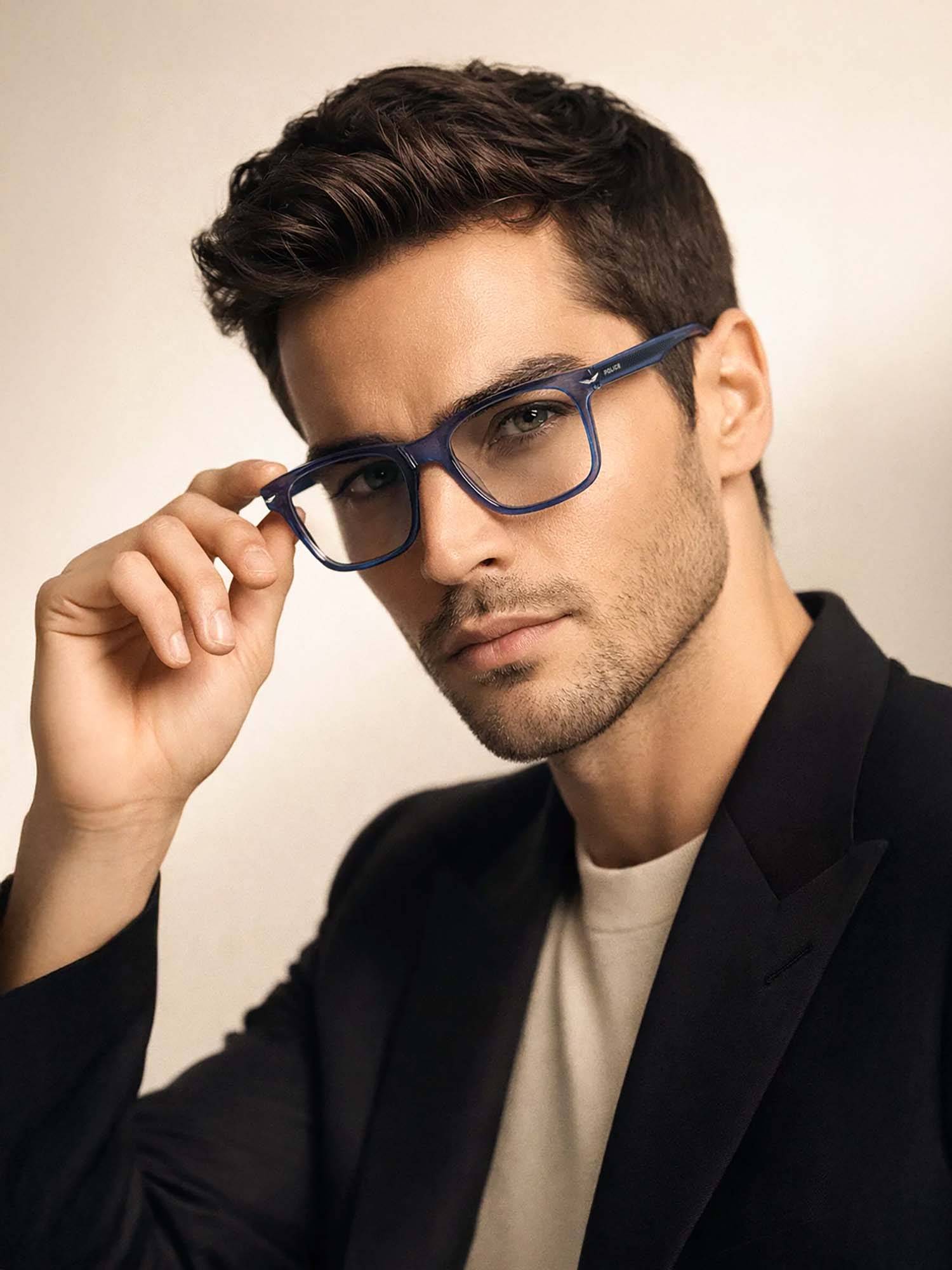 Police Full Rim Square Shaped Eyewear Frame for Men -VPLN19K50AGQFR (50)
