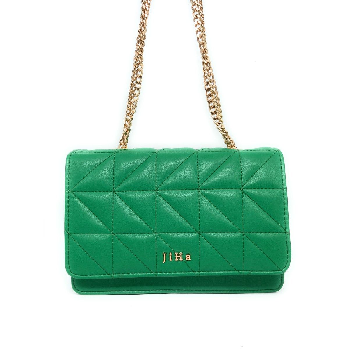 Buy JiHa Green Quilted Double Chain Shoulder and Sling Bag Online