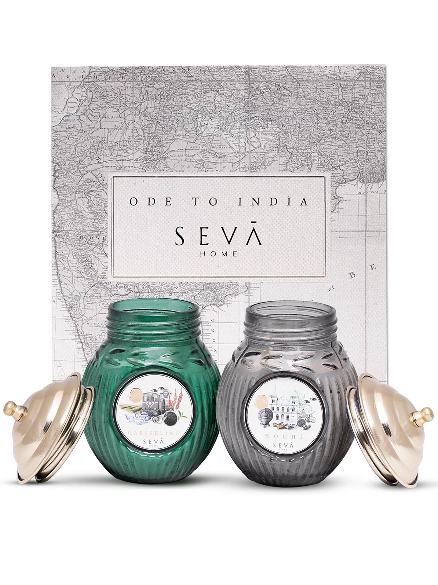 SEVA HOME Ode To India Collection Candle Darjeeling & Kochi Fragrance Gift Box-2 PCs