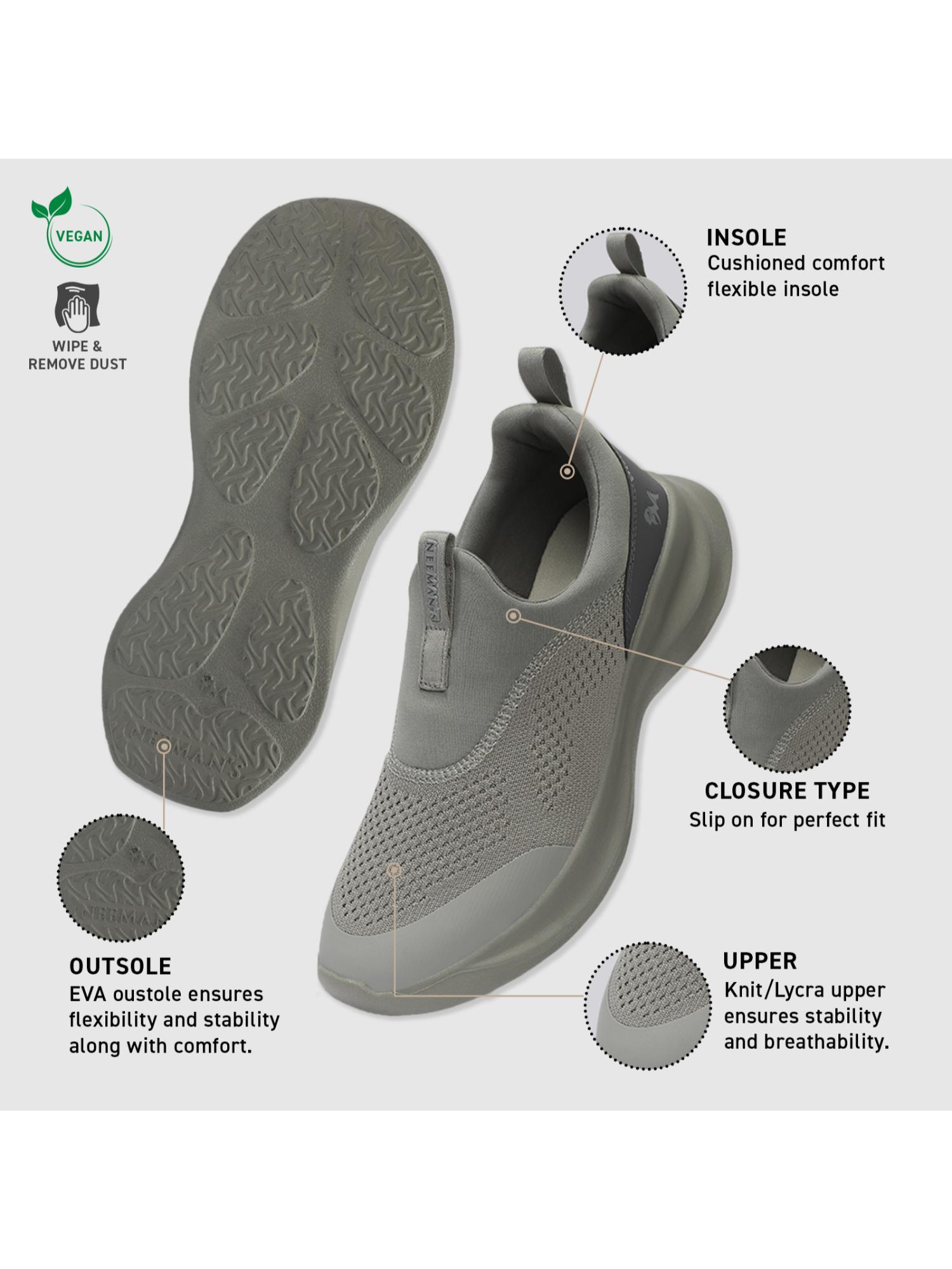Buy Neeman's Mens Grey Mono Curve Slip Ons Walking Shoes Online