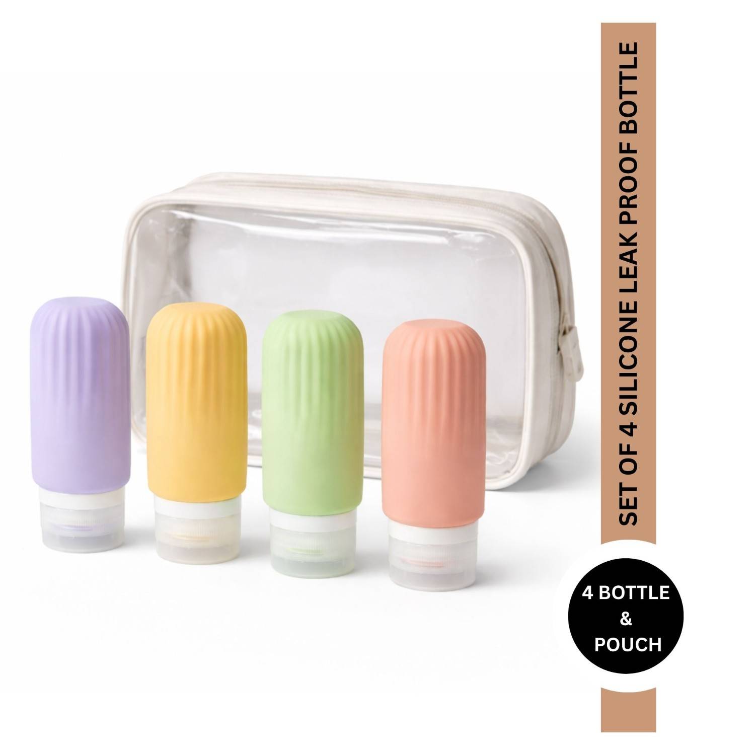 Kayanara Refillable Silicone Travel Bottles Set With Zipper Pouch - Pack of 5