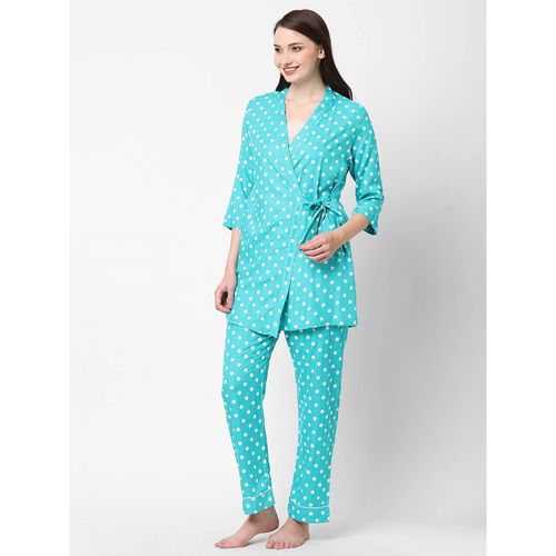 Buy Sweet Dreams Women Robe Polka Print Inner with Pyjama (Set of