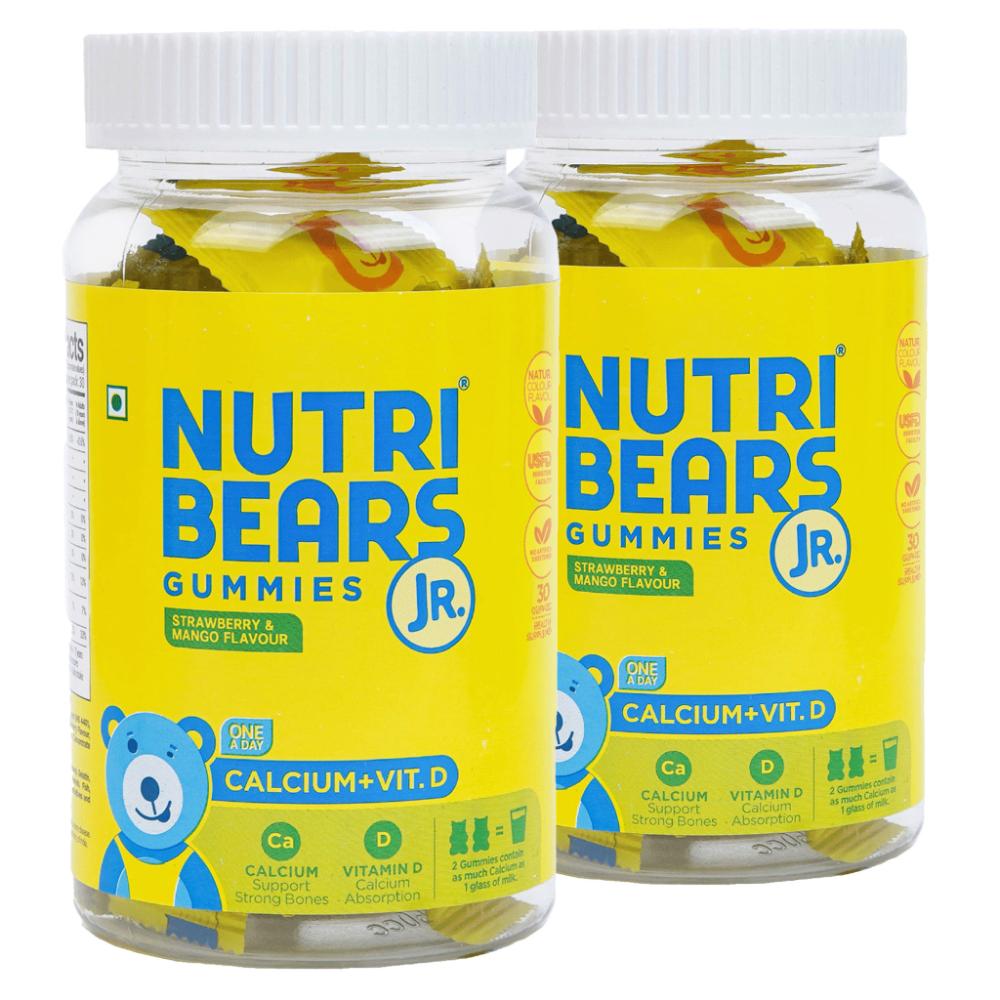 Nutribears Calcium + Vitamin D For Kids And Teens, For Strong Teeth & Bones, Pack Of 2