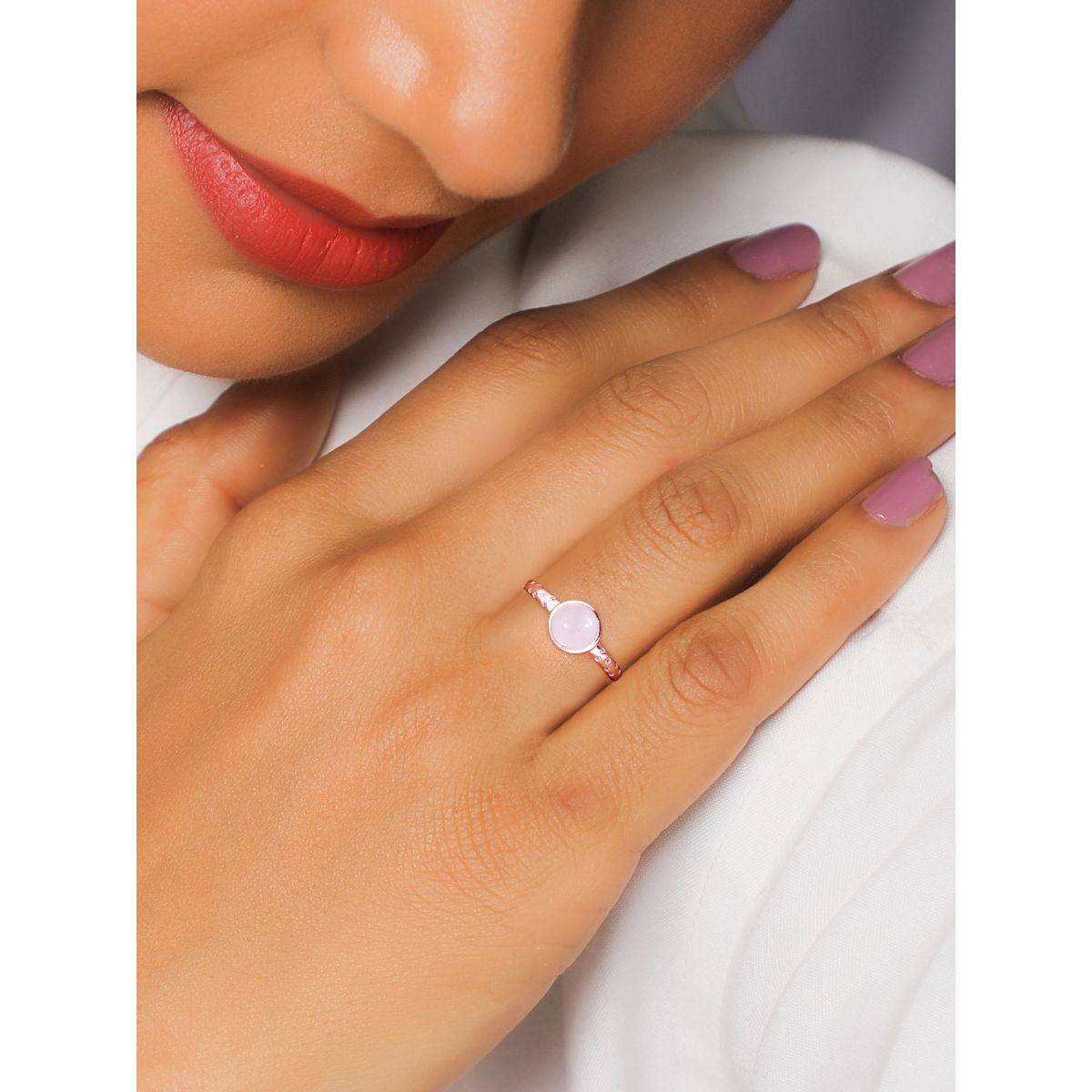 GIVA Sterling Silver Rose Gold Heather Ring for Girls and Womens
