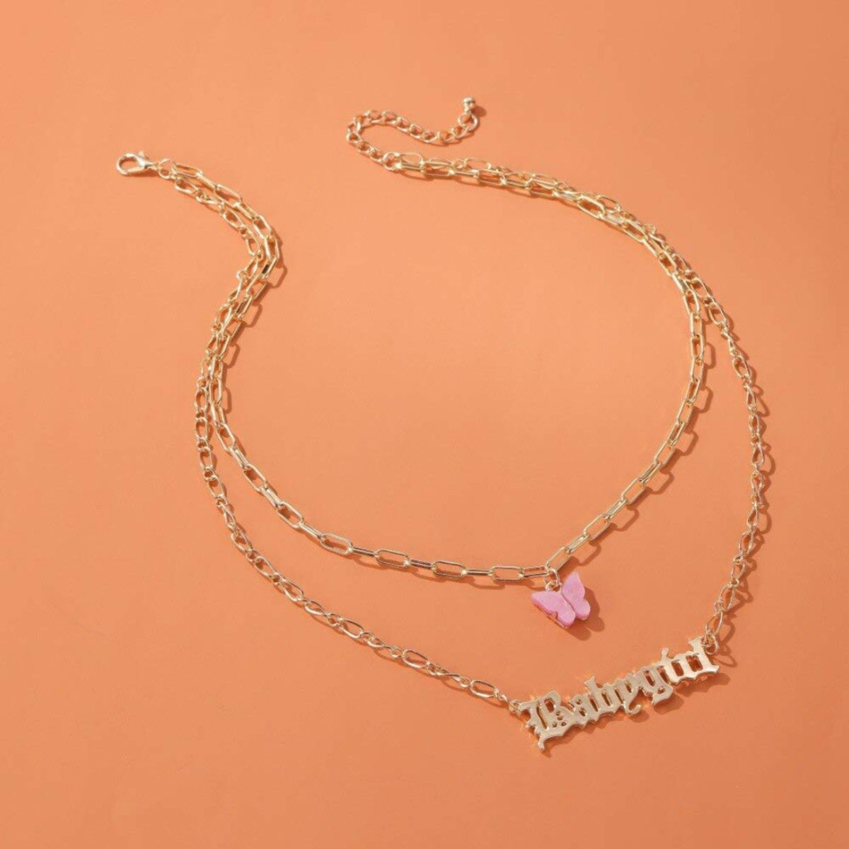Rose Gold BabyGirl Gothic Word chain Necklace Pendant Logo Hipster Unisex  NEW | eBay