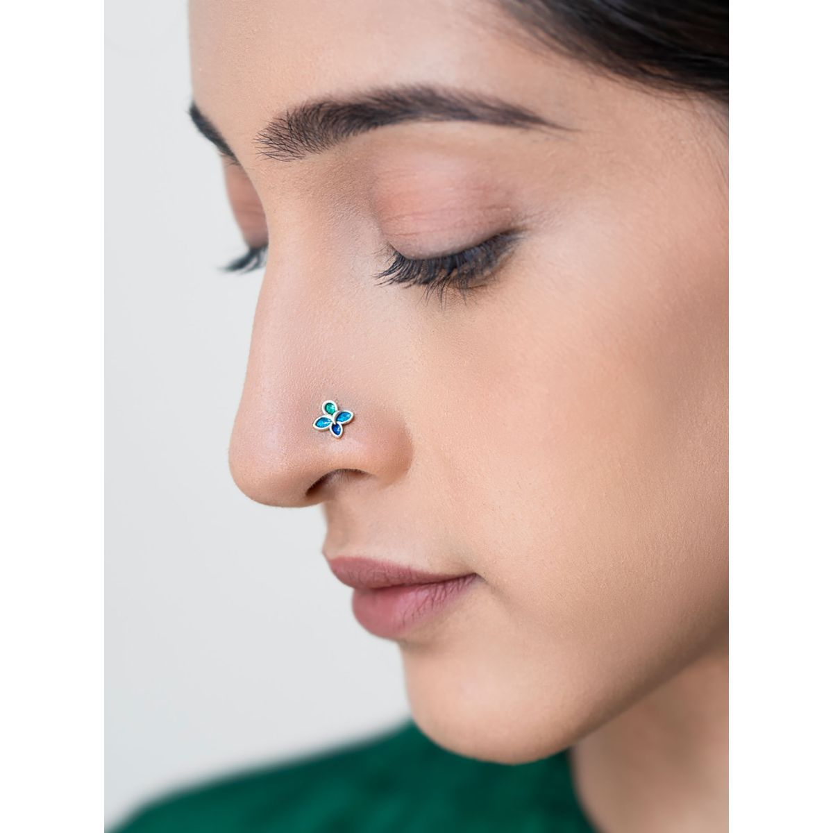 Buy Shaya by CaratLane Maahi Ve Nose Pin in Gold Plated Brass at Redfynd
