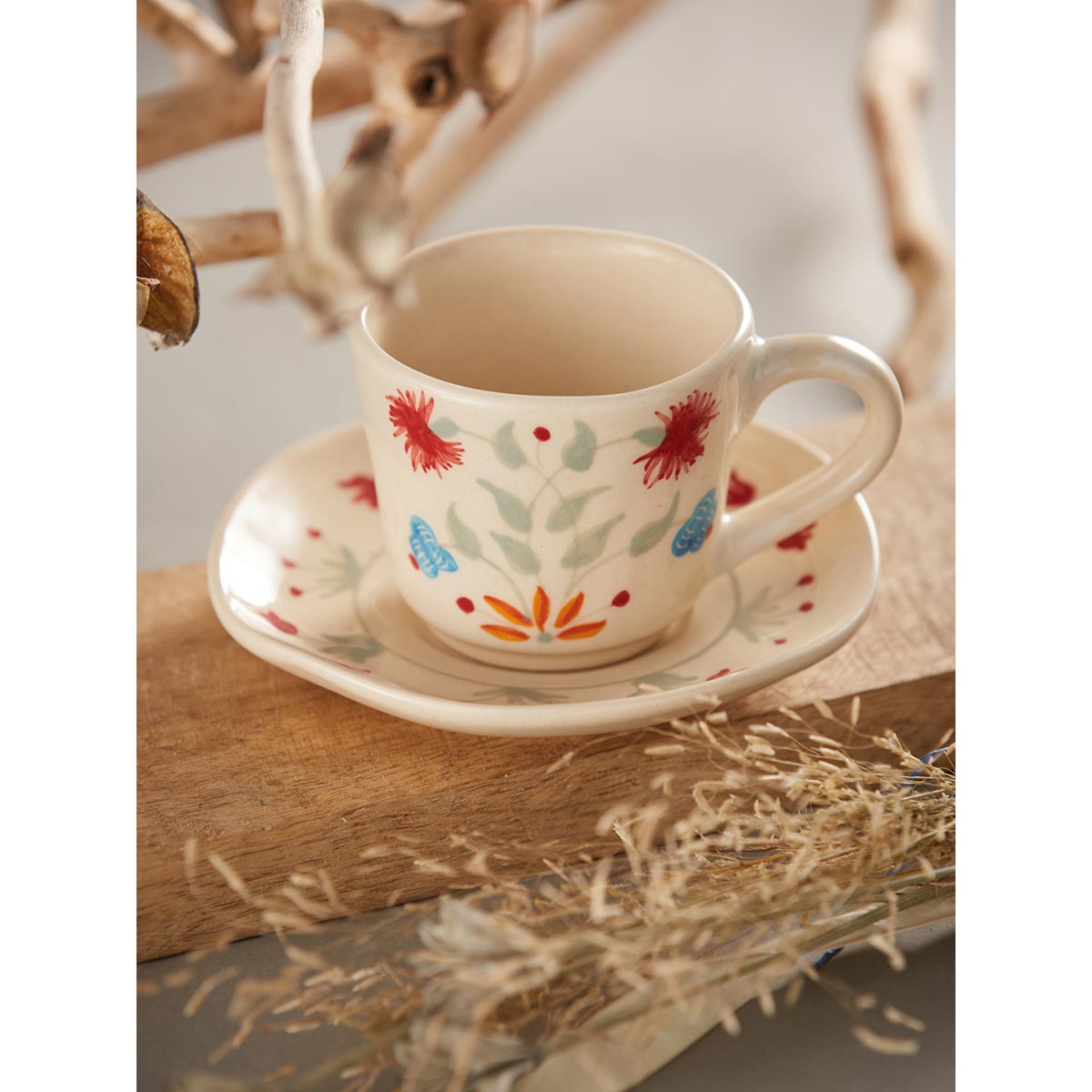 Buy Fabindia Pushp Handpainted Cup & Saucer Online