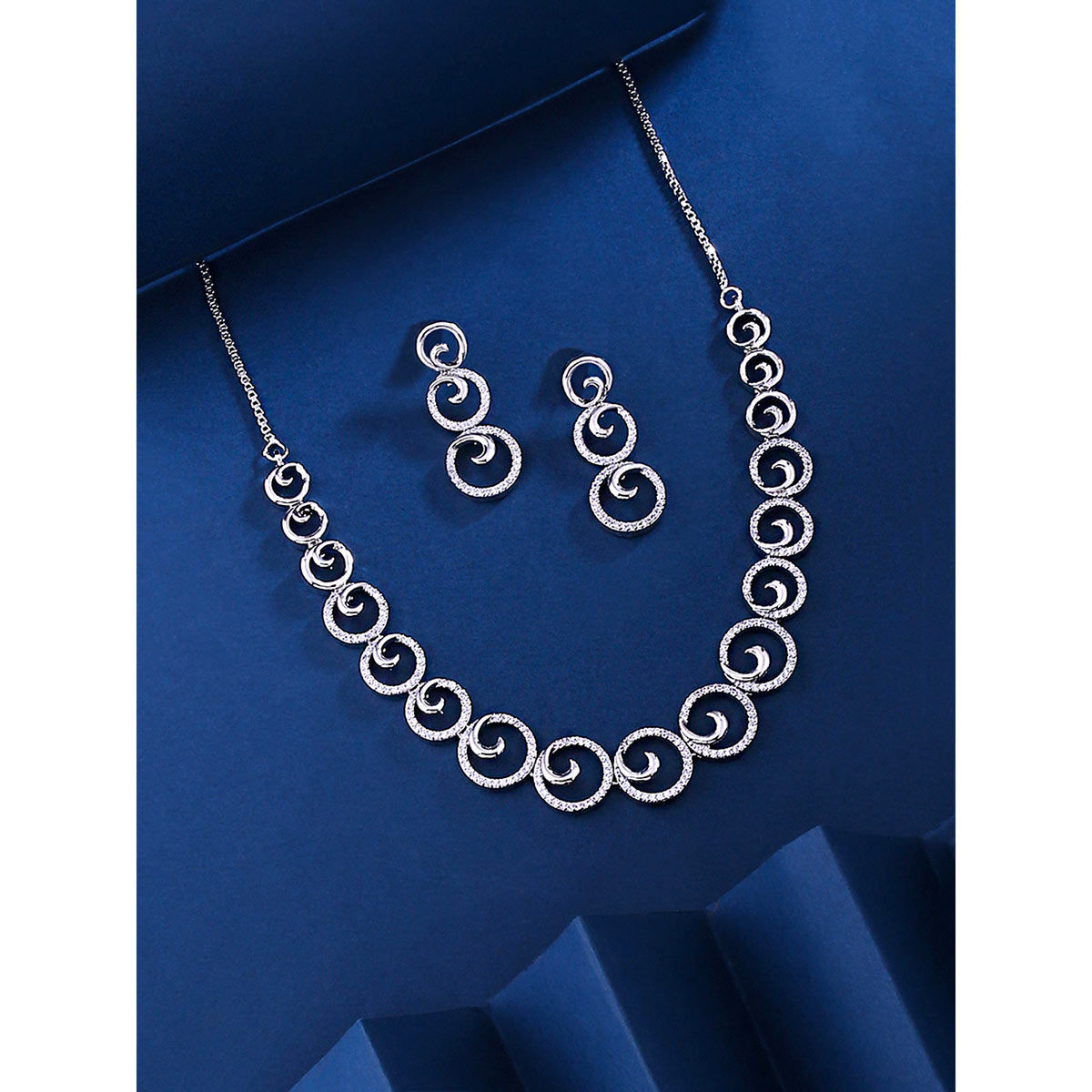 Yellow Chimes Ad Studded Choker Necklace Set with Earrings for Women