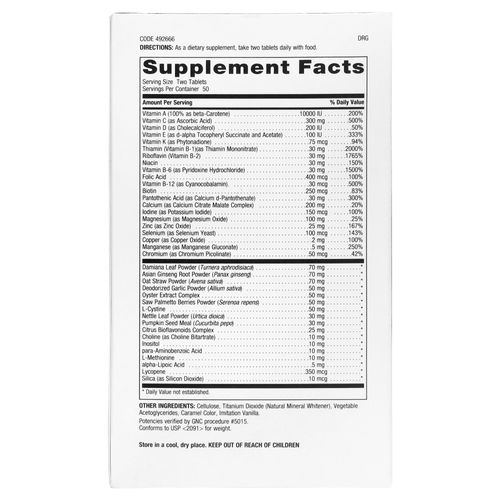 gnc mega men timed release 100 tablets
