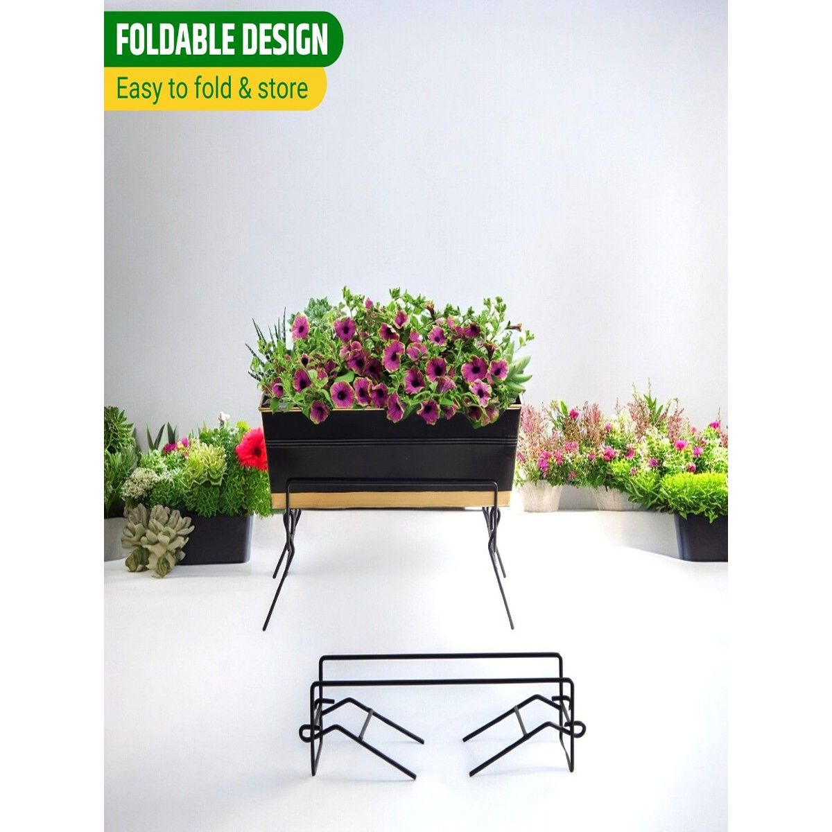 Buy Ecofynd Pack Of 2, Rectangular Metal Plant Stand for Indoor