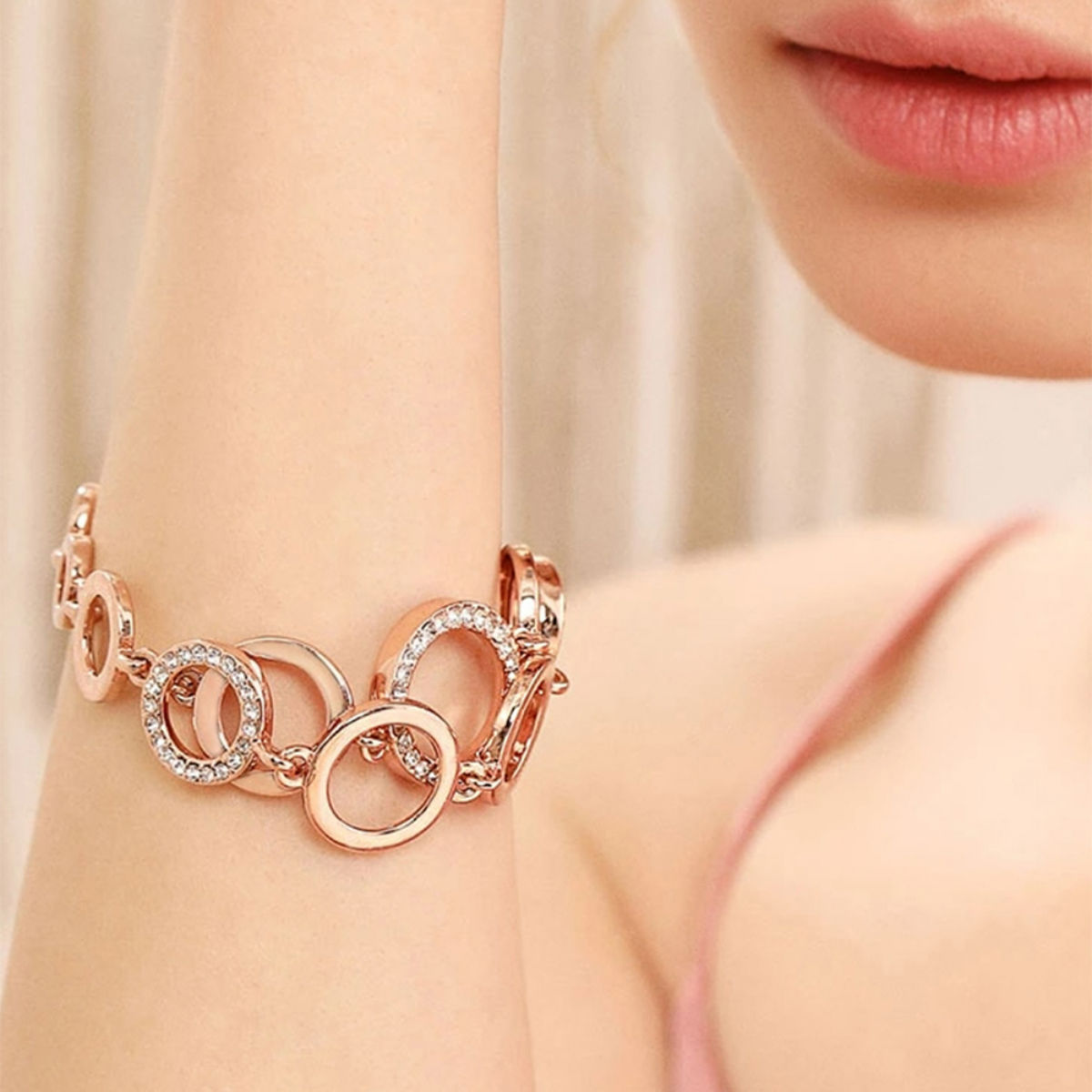 Rose Gold Cuban Link Chain Bracelet | Classy Women Collection