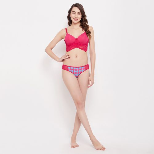 Buy CLOVIA Low Waist Checkered Bikini Panty in Hot Pink