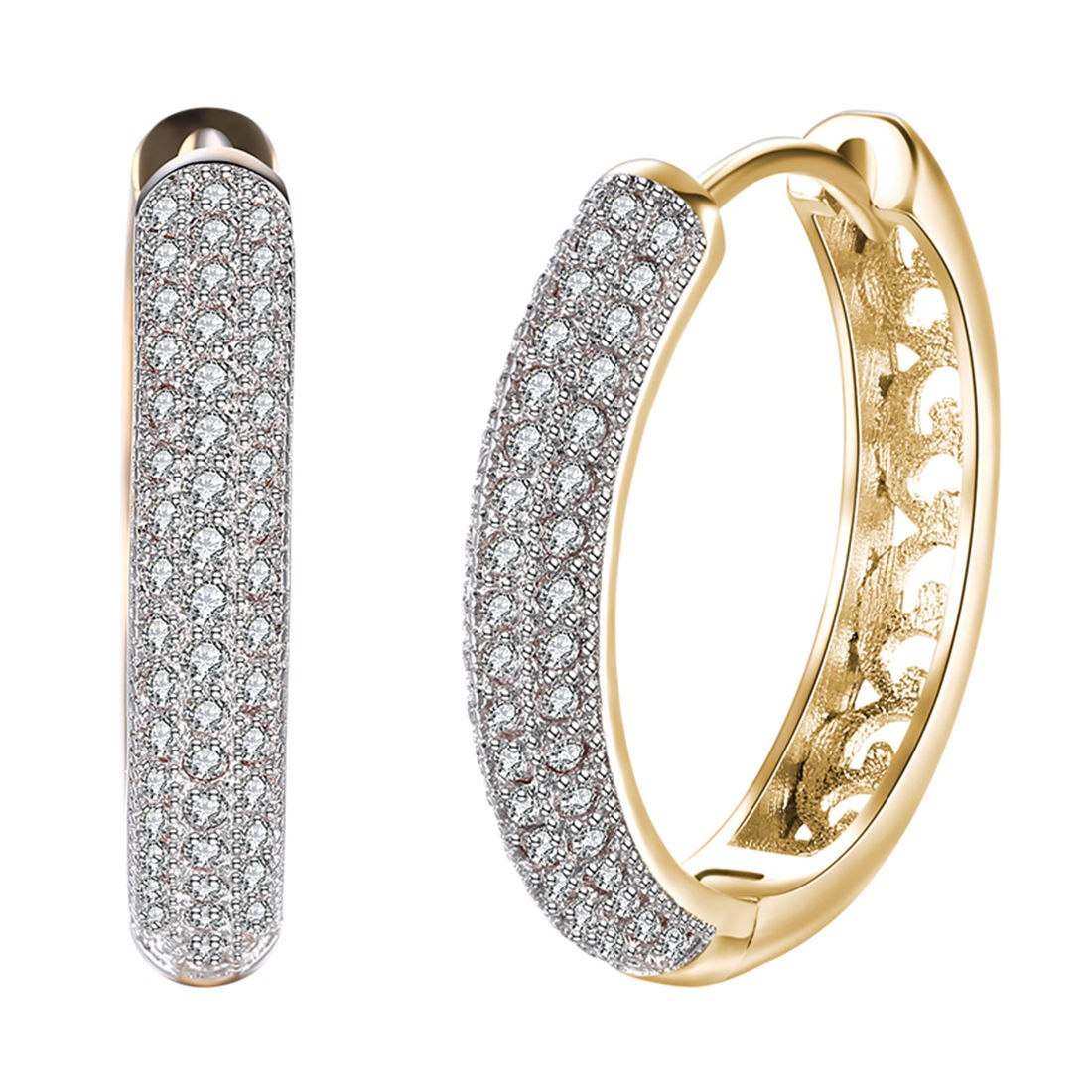 cz hoop earrings white gold