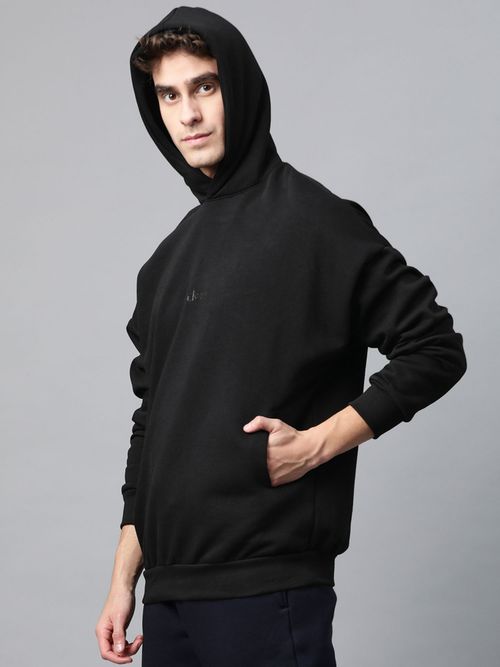 Fitkin Mens Black Fleece Winter Hoodie Sweatshirt (S)