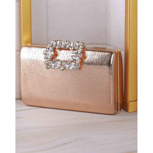 Mochi Women Party Rose Gold Clutche with Detachable Sling