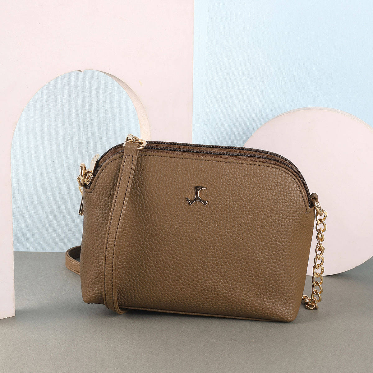 Mochi Solid Brown Casual Sling & Cross Bag