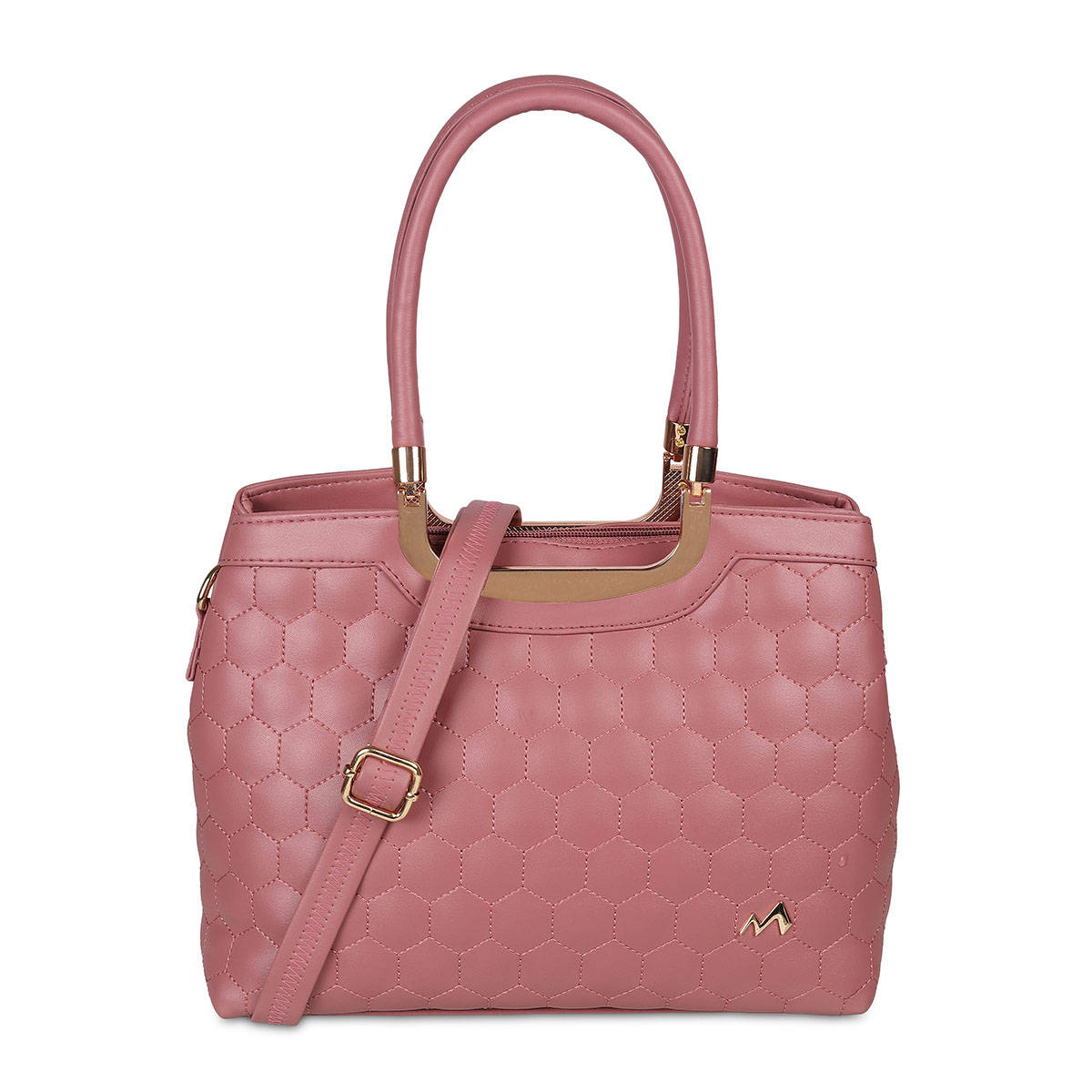 Metro Textured Pink Casual Hand Bag with Detachable Sling