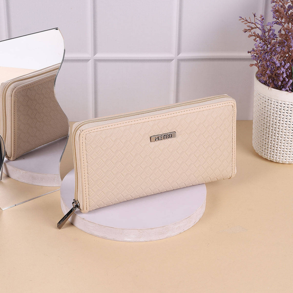 Metro Solid Beige Casual Wallet